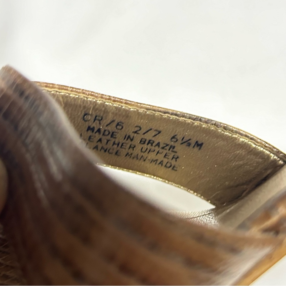 Franco Sarto Wedge Slide Brown Leather Sandals Size 6.5 M - Picture 5 of 5